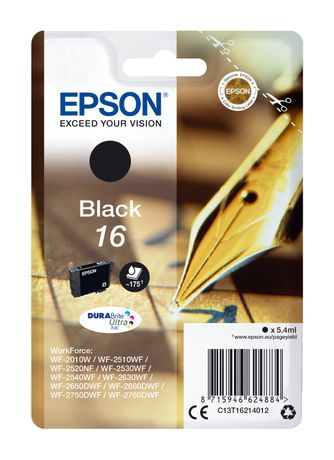 Epson 16 C13T162141012 originale Druckerpatronen Schwarz 5,4 ml 175 Seiten f&uuml;r 16,99 Euro