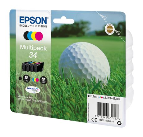 Epson 34 C13T34664010 originale Druckerpatronen Schwarz, Cyan, Magenta, Gelb 6,1 ml 4,2 ml f&uuml;r 67,49 Euro
