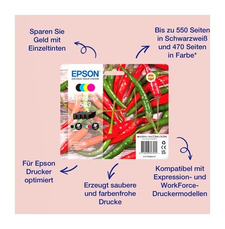 Epson 503 C13T09Q64010 originale Druckerpatronen Schwarz, Cyan, Magenta, Gelb 4,6 ml 3,3 ml 210 Seiten f&uuml;r 54,49 Euro
