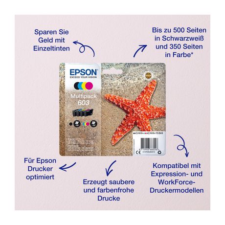 Epson 603XL C13T03A64010 originale Druckerpatronen Schwarz, Cyan, Magenta, Gelb 8,9 ml 4 ml f&uuml;r 88,99 Euro