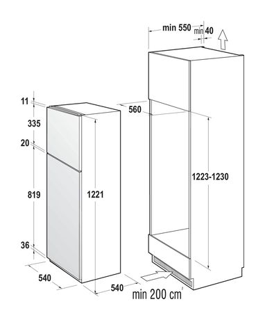 Gorenje RFI512E21 135 l / 35 l Einbau Kühl-/Gefrierkombination 175 kWh f&uuml;r 389,00 Euro