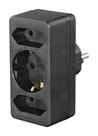 Hama 223216 Steckdosenadapter 1x Schutzkontakt 2x Euro 3-fach  (Schwarz) f&uuml;r 4,99 Euro