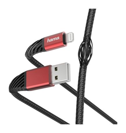 Hama 187217 Extreme Stecker Lightning auf USB A 1,5 m  (Schwarz, Rot) f&uuml;r 22,39 Euro
