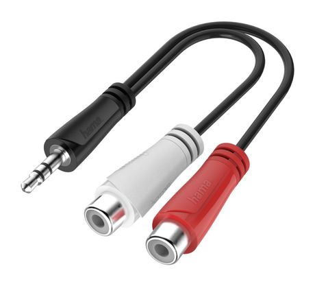 Hama 200350 Audio-Adapter Stecker 3,5 mm Klinke auf Cinch Buchse 0,15 m  (Schwarz) f&uuml;r 8,99 Euro