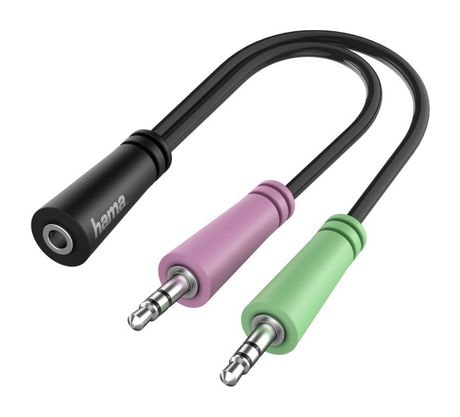Hama 200351 Audio-Adapter Buchse 3,5 mm Klinke auf 2x 3,5 mm Klinke Stecker 0,15 m  (Schwarz) f&uuml;r 8,99 Euro