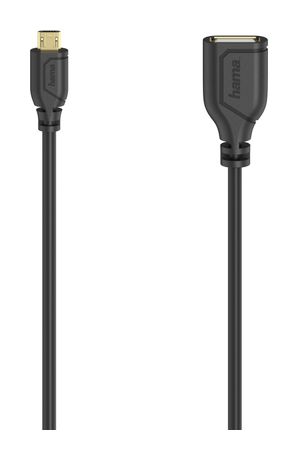 Hama 200613 Flexi-Slim 0,48 Gbit/s Stecker Micro-USB A auf USB A Buchse 0,15 m  (Schwarz) f&uuml;r 9,99 Euro