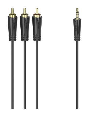 Hama 205154 Verbindungskabel Stecker 3,5 mm Klinke auf 3x Cinch 1,5 m  (Schwarz) f&uuml;r 17,99 Euro