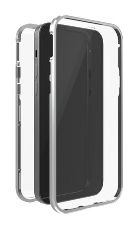 215155 360 Grad Glass Cover für iPhone 14  (Silber, Transparent) 