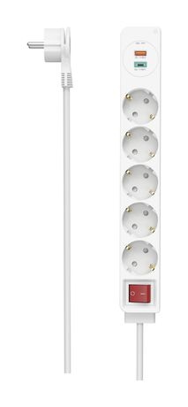 Hama 223186 Steckdosenleiste USB-C/A 18 W PD/FC Schalter Flachstecker 5-fach 1,4 m  (Weiß) f&uuml;r 31,49 Euro