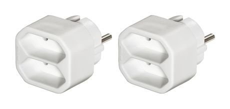Hama 223211 Steckdosenadapter 2x Euro-Steckdose Doppelpack 2-fach  (Weiß) f&uuml;r 5,99 Euro