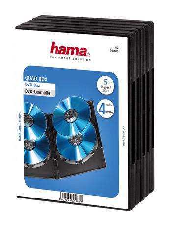 Hama DVD Quad Box, Black, Package of 5 pieces f&uuml;r 9,49 Euro