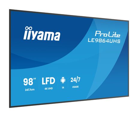 iiyama ProLite LE9864UHS-B1AG 4K Ultra HD Monitor 2,49 m (98 Zoll) 16:9 7 ms 500 cd/m²  (Schwarz) f&uuml;r 3.051,00 Euro