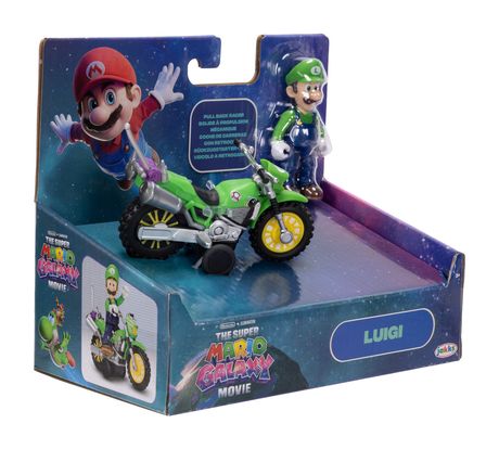 JAKKS Pacific Die Super Mario Galaxy Film-Actionfigur Luigi mit Motorrad (2,5" / 6,35 cm), offiziell lizenziert von Jakks Pacific, 9 Bewegungspunkte, detailreiches Design, zurückziehen und losfahren lassen! Ab 3 Jahren f&uuml;r 17,99 Euro