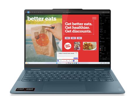 Lenovo Yoga 7 4AKP10 Copilot+ WUXGA Notebook 35,6 cm (14 Zoll) 1920 x 1200 Pixel 16 GB Ram 512 GB SSD Windows 11 Home AMD Ryzen 5 max. 4,8 GHz intern  (Türkis) f&uuml;r 949,00 Euro