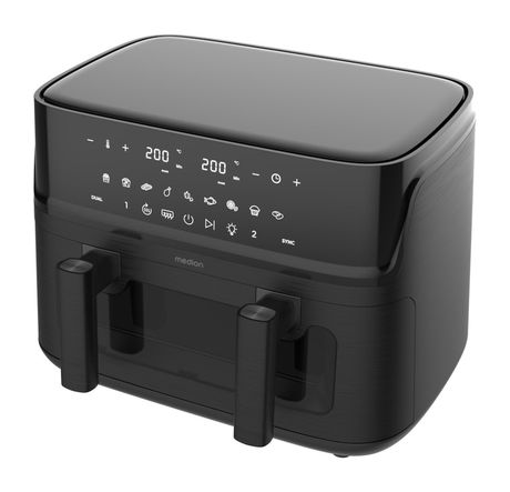 Medion Life P25 XXL Flex M Doppel Heißluftfritteuse 10,8 l 3040 W  (Schwarz) f&uuml;r 118,99 Euro