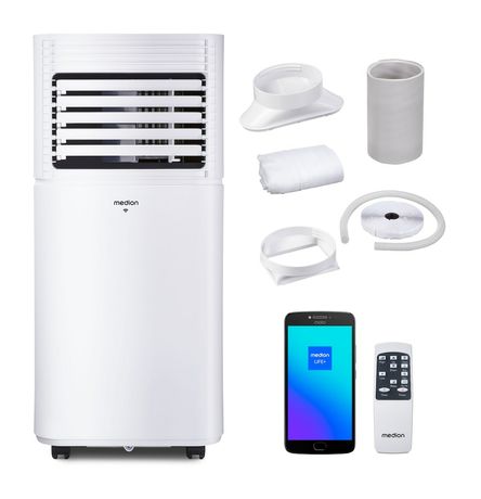 Medion LIFE® P701 KLIMAANLAGE (MD 37672) Kühlen, Entfeuchten und Ventilieren, Kühlleistung 7.000 BTU, Kühlmittel R290, max. 25m², App- und Sprachsteuerung, Inkl. Fenster-Kit f&uuml;r 249,95 Euro