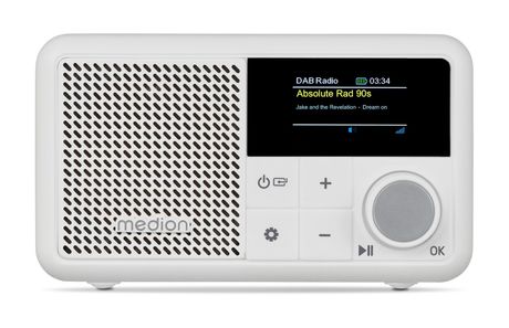 Medion Life S66822 Bluetooth DAB+, UKW Radio Tragbar IPX1  (Weiß) f&uuml;r 39,49 Euro