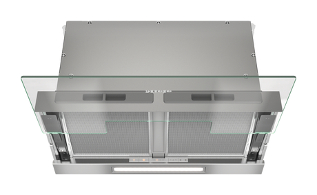 DAS4640 Abluft/Umluft Dunstabzugshaube/Esse Einbau 561 mm (Silber, Transparent) 