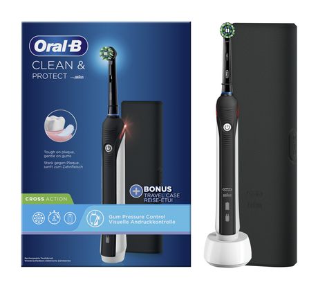 Oral-B Clean & Protect CrossAction Set Rotierende Zahnbürste für Erwachsene  (Schwarz) f&uuml;r 49,99 Euro