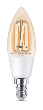Philips Smart LED Kerzenform klar 4,9 W (entspr. 40 W) C35 E14 LED Intelligentes Leuchtmittel 113 mm Weiß f&uuml;r 7,17 Euro