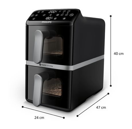 Philips Series 4000 NA461/00 Doppel Heißluftfritteuse 10 l 2750 W  (Schwarz, Silber) f&uuml;r 182,99 Euro