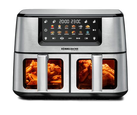Rommelsbacher FRH2650 Doppel Heißluftfritteuse 5,5 l 2700 W  (Schwarz, Edelstahl) f&uuml;r 229,99 Euro