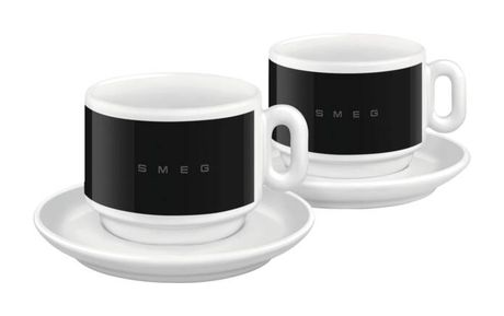 CCSF01BL Cappuccino-Tassen 2er Set Tasse  (Weiß/Schwarz) 