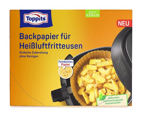 Toppits Backpapier für Heißluftfritteusen 20 Stück 20 cm Rund  (Beige) f&uuml;r 2,99 Euro