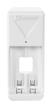 Varta Akku Ladegerät, Batterieladegerät für wiederaufladbare Batterien, lädt 2 oder 4 AA/AAA gleichzeitig, Pocket Charger, kompakte Form, unbestückt, weiß f&uuml;r 9,99 Euro