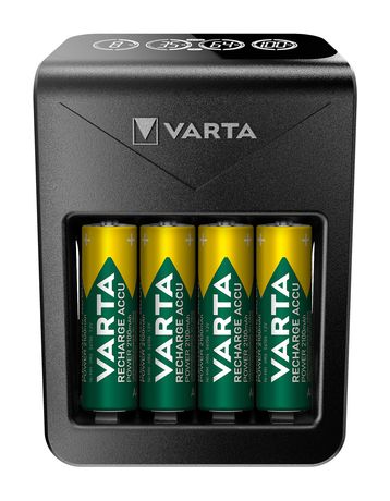 Varta Akku Ladegerät, inkl. 4X AA 2100mAh, Batterieladegerät für wiederaufladbare AA/AAA/9V und USB Geräte, LCD Plug Charger+, Einzelschachtladung f&uuml;r 27,99 Euro