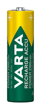 Batterien AA, wiederaufladbar, 2 Stück, Recharge Accu Power, Akku, 2100 mAh Ni-MH, ohne Memory Effekt, vorgeladen, sofort einsatzbereit 