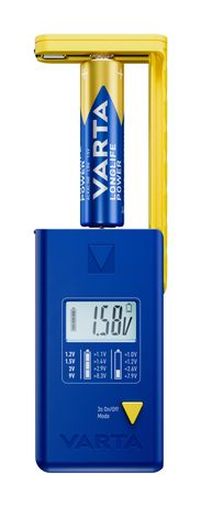 Varta Batterietester LCD Digital für Batterien, Akkus und Knopfzellen, Testgerät für alle wichtigen Batteriegrößen (AA, AAA, C, D, 9V) inkl. 2x V13GA (LR44) f&uuml;r 9,99 Euro