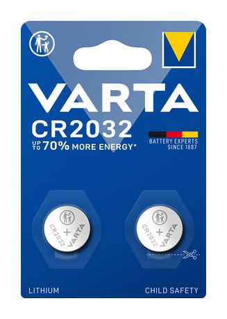 Lithium Coin Knopfzelle CR2032 Lithium 3 V 2 Stück  (Metallisch) 