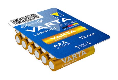 Longlife Batterie AAA Alkali 1,5 V 12 Stück  (Blau/Gelb) 