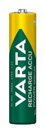 Varta Recharge Accu Power AAA 1000 mAh 4er-Pack (vorgeladener NiMH-Akku, Micro, wiederaufladbarer Akku, gebrauchsfertig) f&uuml;r 14,99 Euro