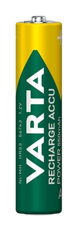 Varta RECHARGE ACCU Power. Vorgeladener AAA Micro NiMH Akku (4er Pack, 550mAh) - Wiederaufladbar ohne Memory-Effekt - Ready to Use Technologie f&uuml;r 6,99 Euro