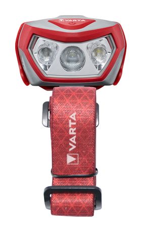 Varta Stirnlampe LED inkl. 3x AAA Batterien Kopflampe, Outdoor Sports H20 Pro, drei Leuchtmodi, spritzwassergeschützt, Dimmfunktion, mit schwenkbarem Kopf, rot f&uuml;r 12,97 Euro