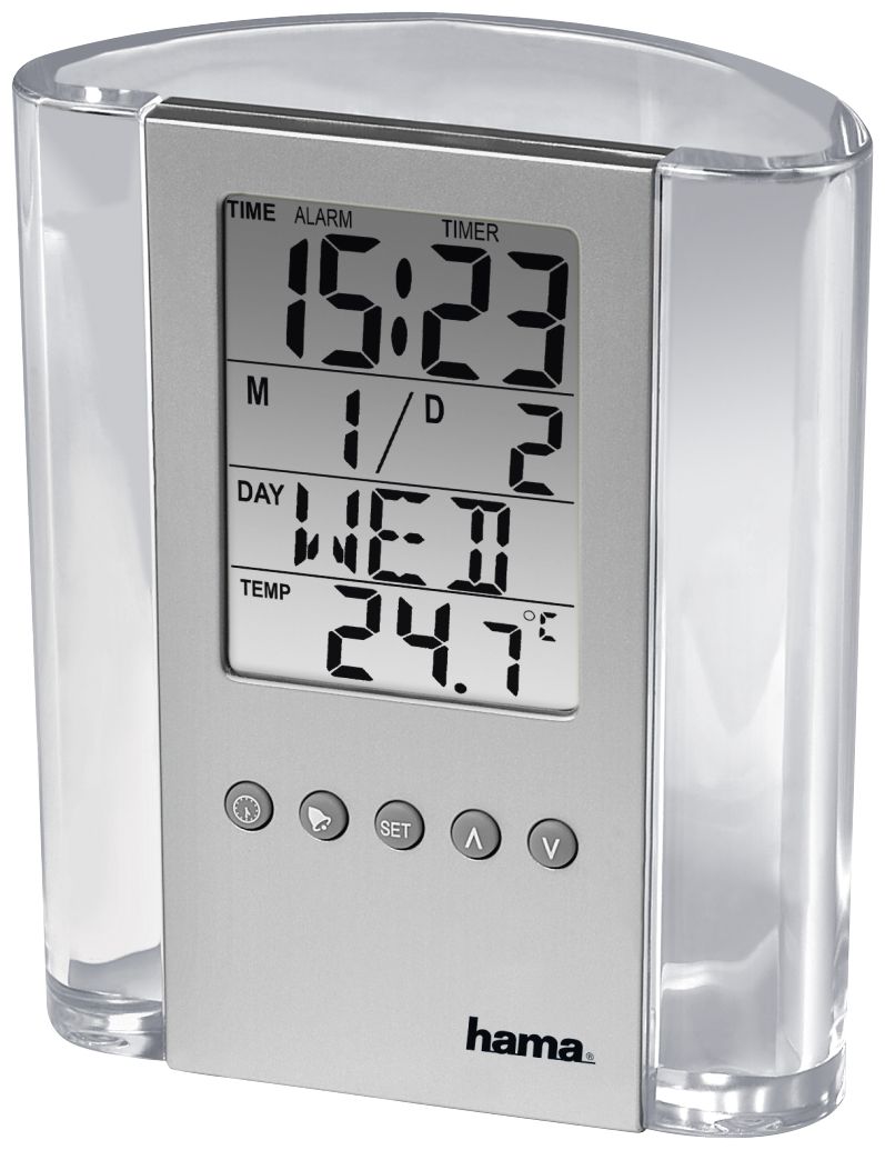Hama LCD-Thermo-/Hygrometer "TH-200" Datum und Wecker mit Uhr 