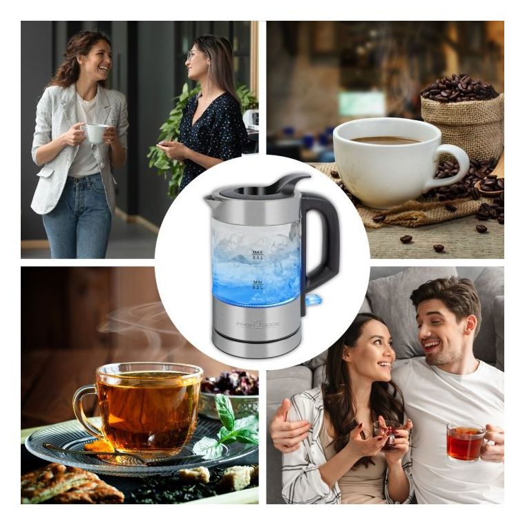 Feel Maestro Wasserkocher MR-064 - 1,7 Liter, 2000 W, Transparent Orange | Glas, Schnelles Kochen