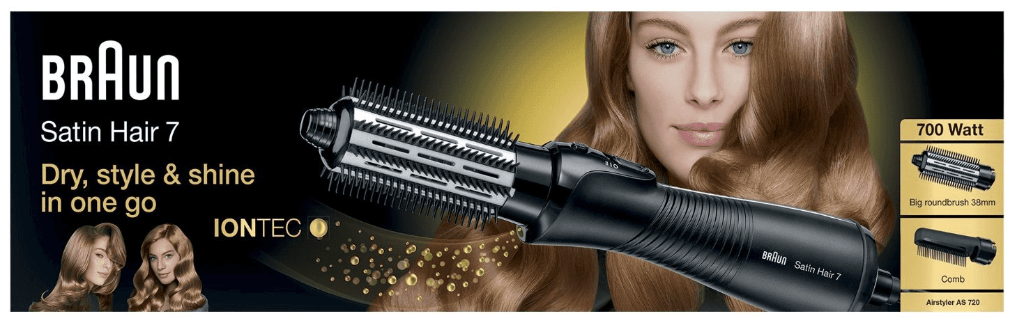 Braun AS720 Satin Hair 700 (Schwarz) expert von 7 Warmluftbürste W Technomarkt