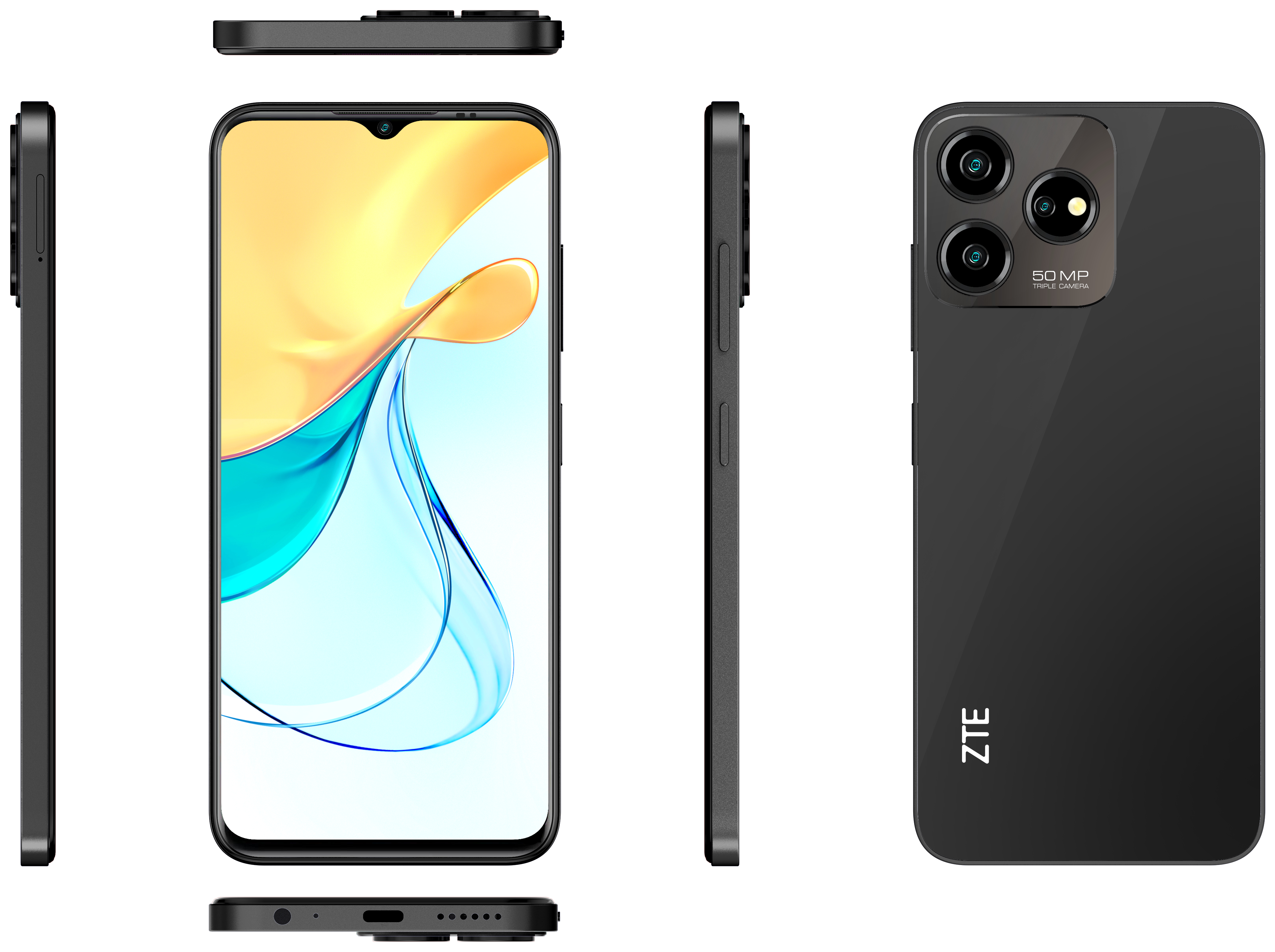 Zoll) Smartphone ZTE 16,8 Android cm Black) (6.6 50 Kamera von Sim 256 Dreifach 4G GB Technomarkt Blade V50S (Diamond expert MP Dual