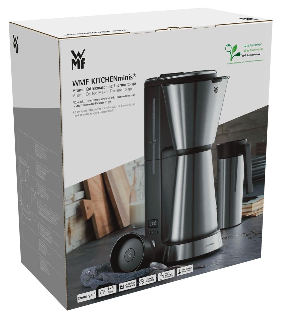 WMF KÜCHENminis 5 Tassen Filterkaffeemaschine 0,6 l (Schwarz, Chrom) von  expert Technomarkt