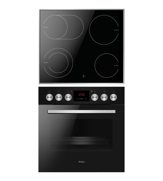Amica EHC933107SMA Herdset normal EasyClean mit 60 cm Glaskeramik Kochfeld f&uuml;r 829,00 Euro