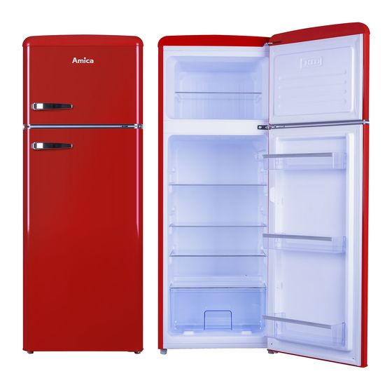 Amica KGC15630R 162 l / 44 l Kühl-Gefrierkombi freistehend 180 kWh Jahr  (Rot) f&uuml;r 398,00 Euro