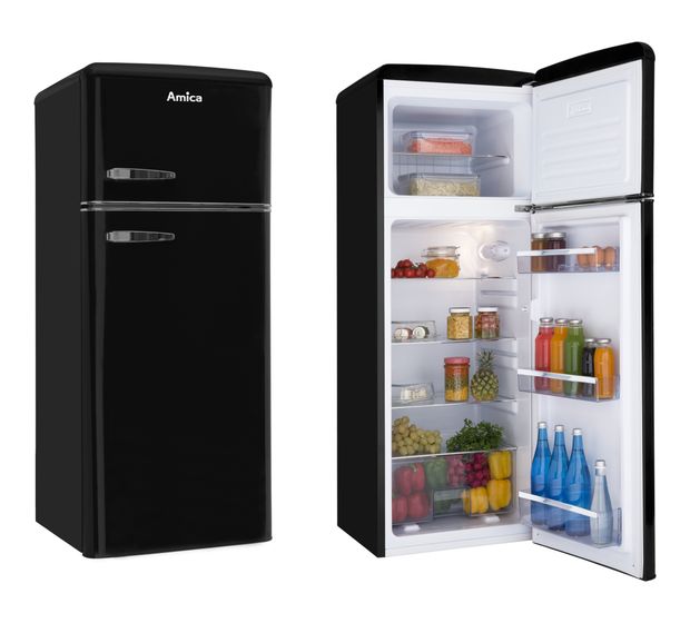Amica KGC15634S 208 l / 44 l Kühl-Gefrierkombi freistehend 180 kWh Jahr  (Schwarz) f&uuml;r 388,00 Euro
