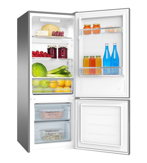 Amica KGCL384160E 153 l / 52 l Kühl-Gefrierkombi freistehend 191 kWh Jahr  (Edelstahl) f&uuml;r 379,00 Euro
