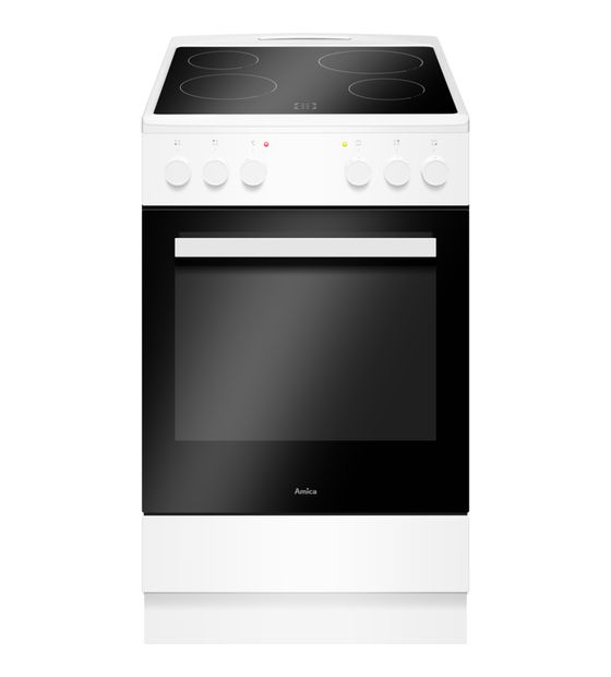 Amica SHC903031W Freistehender Herd Elektro normal 9 Beheizungsarten AutoClean mit Glaskeramik Kochfeld f&uuml;r 376,00 Euro