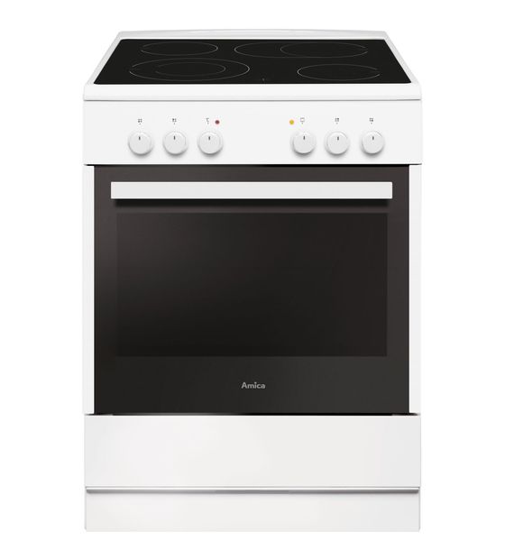 Amica SHC914111W Freistehender Herd Elektro normal 11 Beheizungsarten Aqualytic AutoClean mit Glaskeramik Kochfeld f&uuml;r 477,00 Euro
