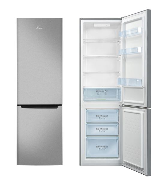 Amica VC1752AX 187 l / 75 l Kühl-Gefrierkombi freistehend 215 kWh Jahr  (Edelstahl) f&uuml;r 378,00 Euro