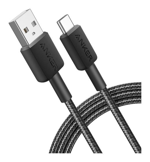 Anker 322 0,48 Gbit/s Stecker Rundkabel USB A auf USB C 1,8 m  (Schwarz) f&uuml;r 14,99 Euro